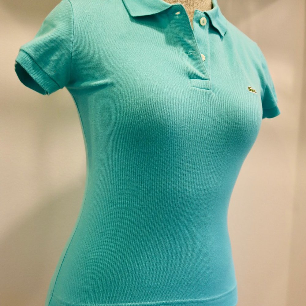 Sz 2 34 XS NWOT turquoise womens LACOSTE Polo Top